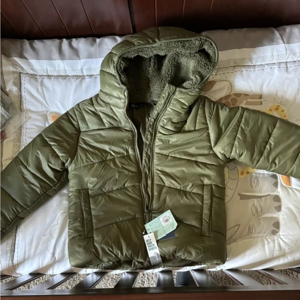 Olive Green Kids Puffer Jacket
